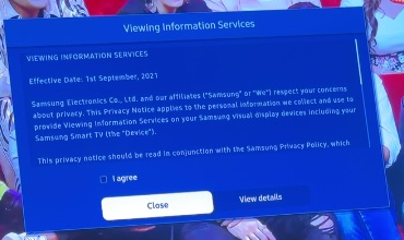Viewing Information Services notice on the pilot TV with I agree unticked