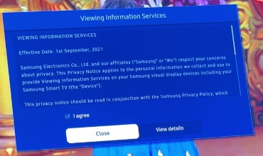 Viewing Information Services notice on the pilot TV with I agree ticked